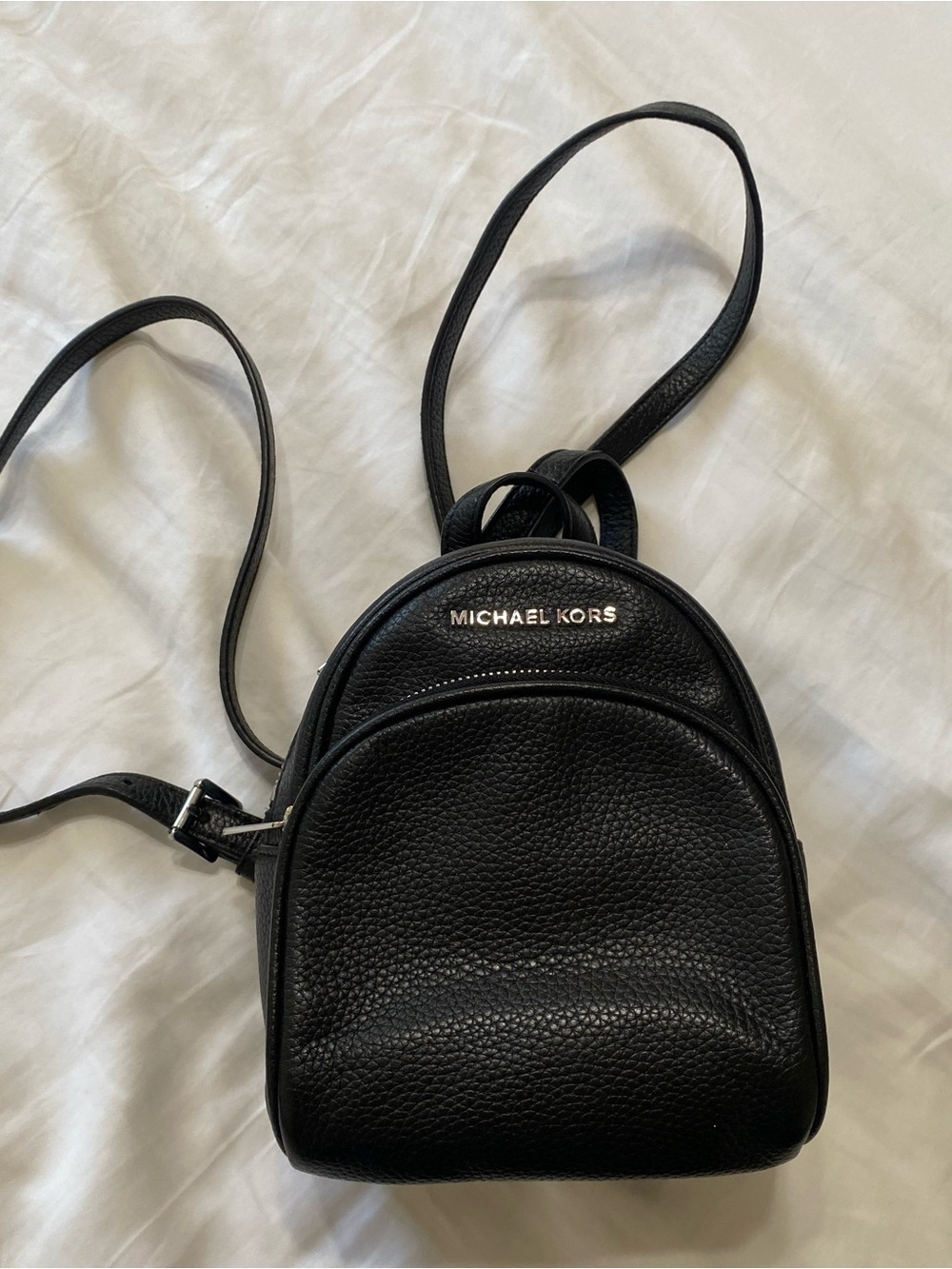 Michael Kors Black Pebbled Leather Mini Backpack Crossbody